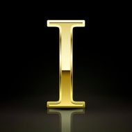 3d elegant golden letter I