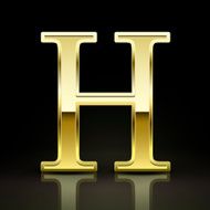 3d elegant golden letter H