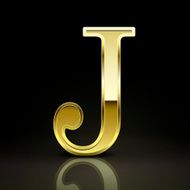 3d elegant golden letter J