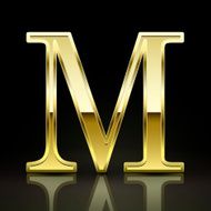 3d elegant golden letter M