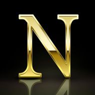 3d elegant golden letter N