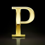 3d elegant golden letter P