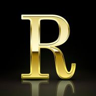 3d elegant golden letter R