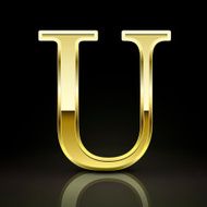 3d elegant golden letter U