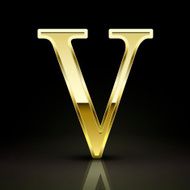 3d elegant golden letter V