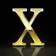 3d elegant golden letter X