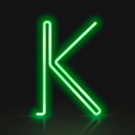 3d green neon light letter K
