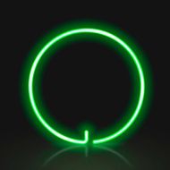 3d green neon light letter O