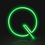 3d green neon light letter Q