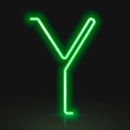 3d green neon light letter Y