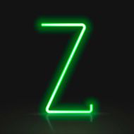 3d green neon light letter Z