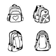 Black ans white school bag sketch on square cell background