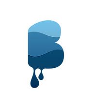 B letter logo with blue water and drops