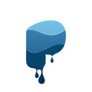 P letter logo with blue water and drops