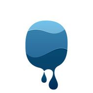 O letter logo with blue water and drops