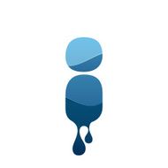 I letter logo with blue water and drops