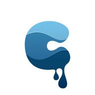 C letter logo with blue water and drops