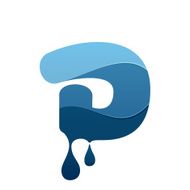 D letter logo with blue water and drops