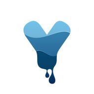 Y letter logo with blue water and drops