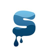 S letter logo with blue water and drops