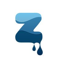 Z letter logo with blue water and drops