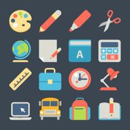 School and Education Flat Icons for Web Mobile App