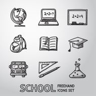 School education freehand icons set Vector
