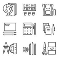 Simple line vector icons for school subjects