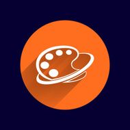 Paint brush with palette icon Flat design style N6
