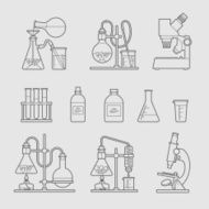 chemical glassware icons set N2