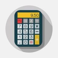 Calculator icon with long shadow on gray background