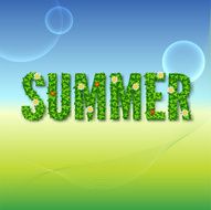 Word Summer with green leaves N2