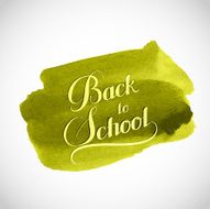 Back To School retro label on watercolor background N2