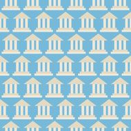 Flat Vector Seamless Pattern Government School Bank Building