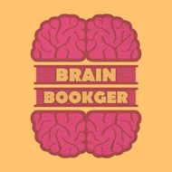 Grunge style element of poster with the Brain and Book