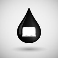 Oil drop icon with a book