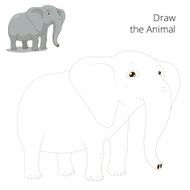 Draw animal elephant educational game vector illustration N2