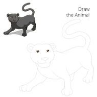 Draw animal panther educational game vector illustration N2
