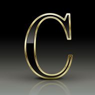 3d metallic black letter C