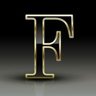 3d metallic black letter F