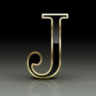 3d metallic black letter J