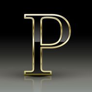 3d metallic black letter P