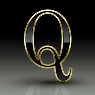 3d metallic black letter Q