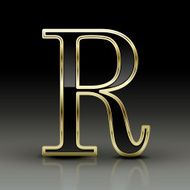 3d metallic black letter R