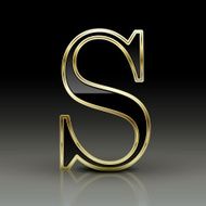 3d metallic black letter S