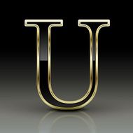 3d metallic black letter U