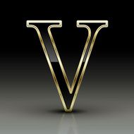 3d metallic black letter V