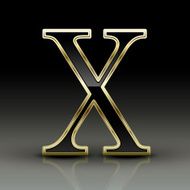 3d metallic black letter X