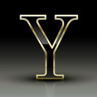 3d metallic black letter Y