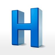 3d blue alphabet H